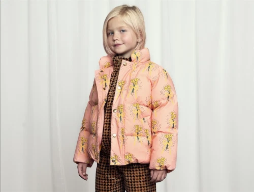 Mini Rodini pink winter flowers city puffer vinterjakke